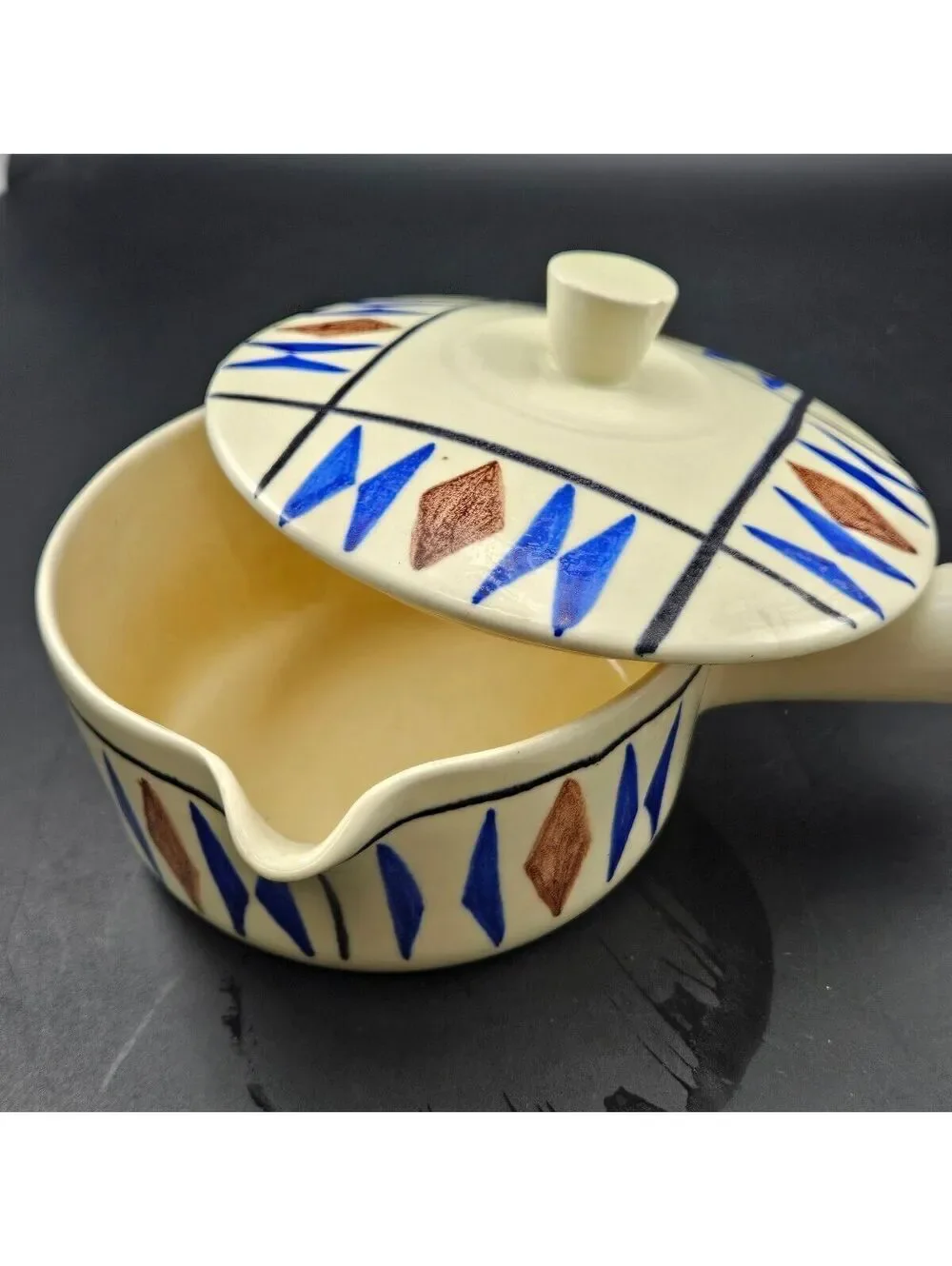Vtg Hoganas Keramik Sweden Lidded Mid Century Modern AJ Fine Crack
